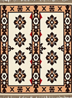 Cream and Brown Geometric Medallion Rug