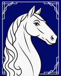 Majestic White Horse Blue Art Deco Rug