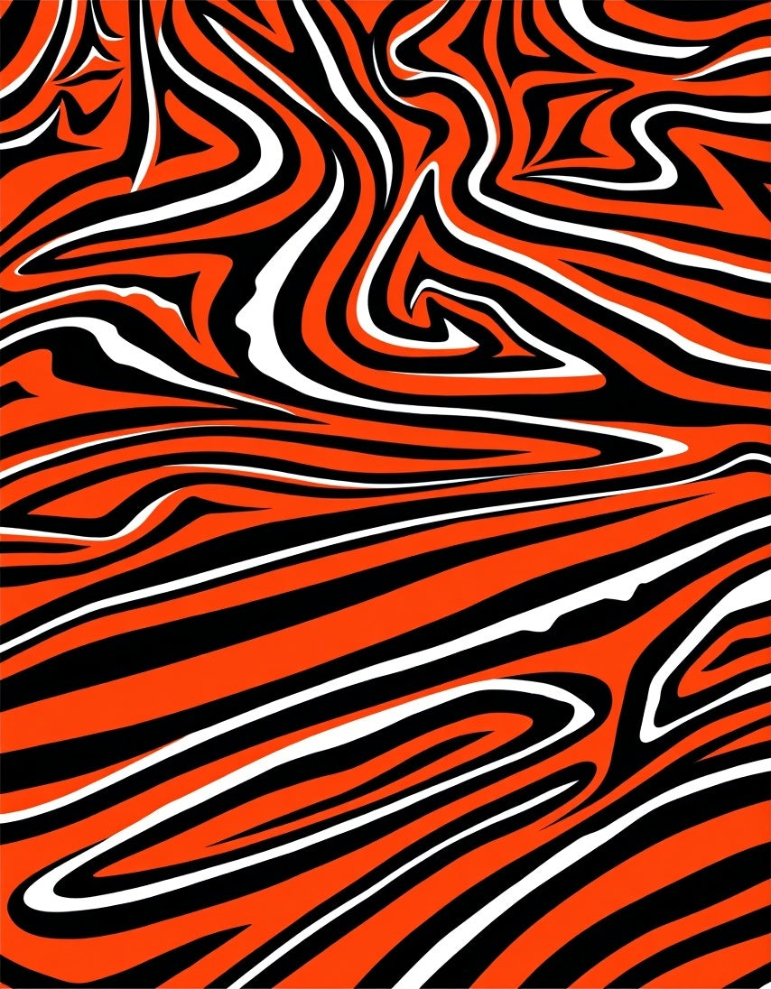 Bold Orange White Black Swirl Rug