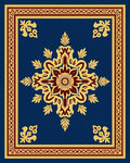 Rich Cobalt Golden Floral Medallion Rug