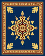 Rich Cobalt Golden Floral Medallion Rug
