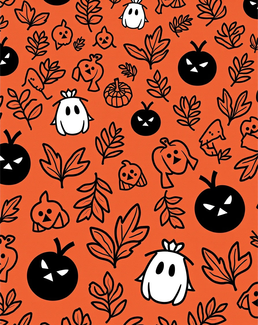 Spooky Orange Halloween Ghost Pumpkin Collection Rug
