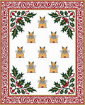 Crimson Holly Cat Border Arrangement Rug