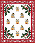 Crimson Holly Cat Border Arrangement Rug