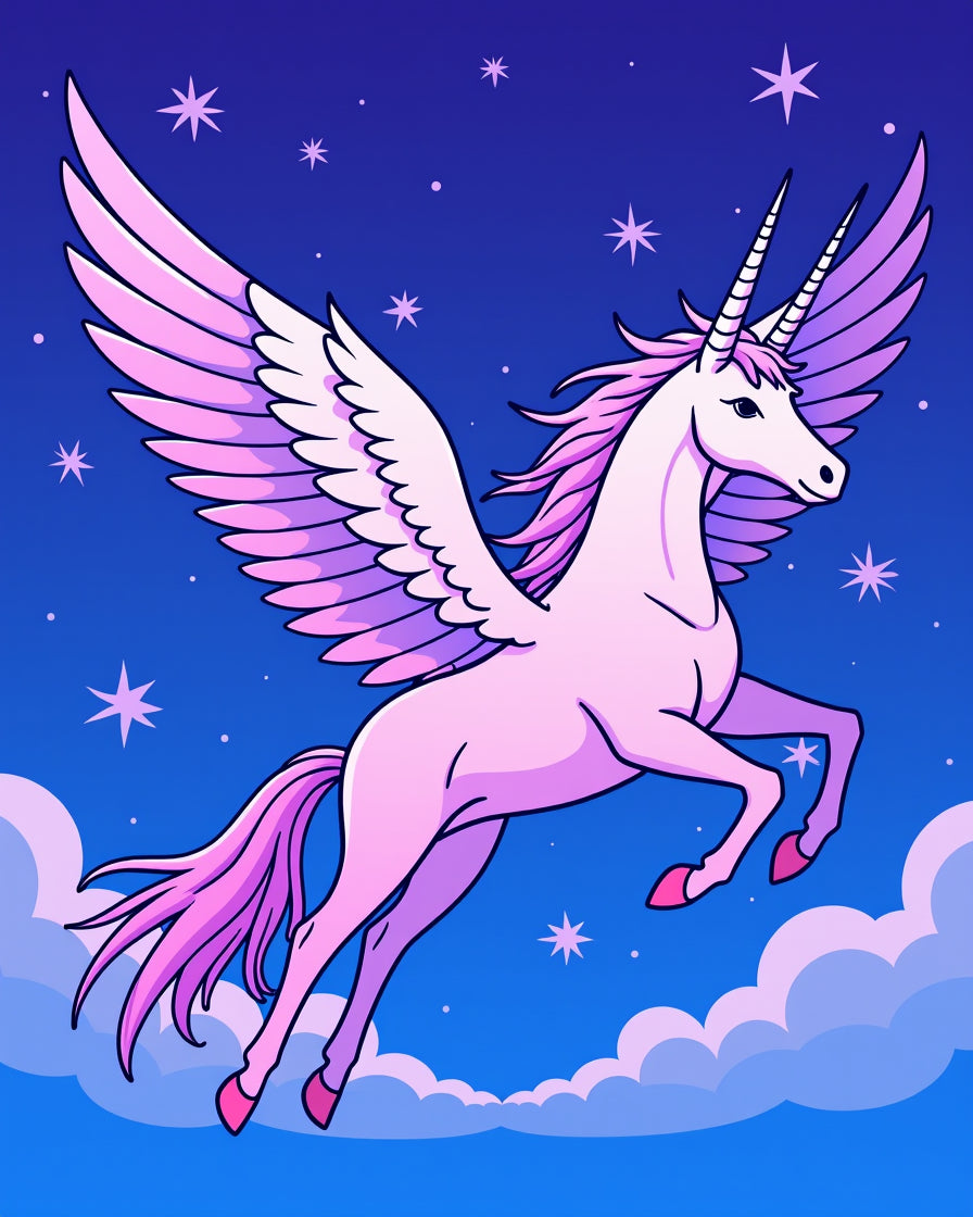 Whimsical Pink Pegasus Night Sky Rug