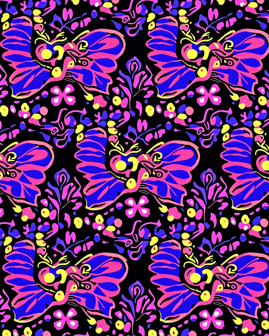 Vibrant Butterfly Garden Floral Medallion Rug