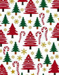 Festive Red Green Tree Candy Cane Snowflakes Rug