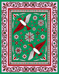 Whimsical Flying Birds Green Floral Rug