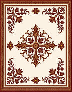 Elegant Burgundy and Gold Floral Medallion Rug