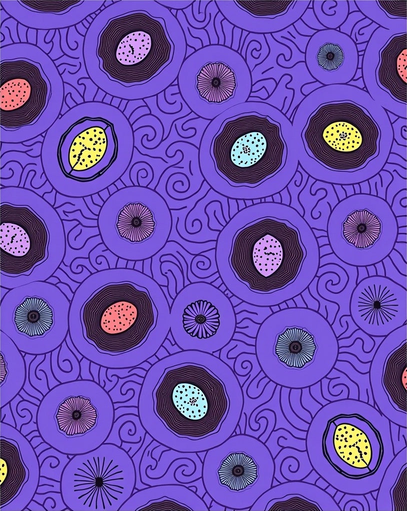 Purple Abstract Organic Circles Rug