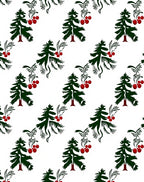 Dark Green Pine Berry Garland Rug