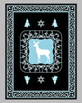 Winter White Deer Light Blue Frame Rug