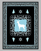 Winter White Deer Light Blue Frame Rug