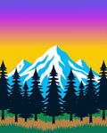Vibrant Mountain Forest Sunset Rug
