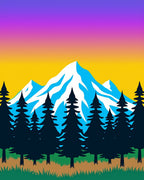 Vibrant Mountain Forest Sunset Rug