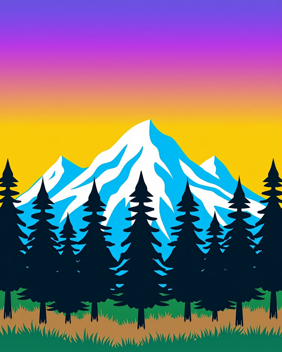 Vibrant Mountain Forest Sunset Rug