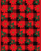 Red Black Buffalo Plaid Poinsettia Medallions Rug