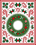 Festive Green Wreath Candy Cane Holly Rug
