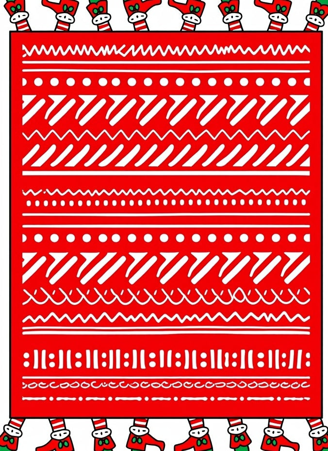 Red White Folk Art Stripes Rug