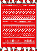 Red White Folk Art Stripes Rug