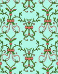 Floral Bow Branches Aqua Rug