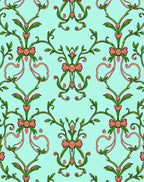 Floral Bow Branches Aqua Rug