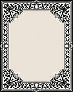 Ornate Black and Cream Scroll Border Rug