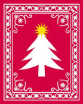 Red White Christmas Tree Border Rug