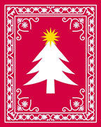Red White Christmas Tree Border Rug