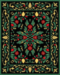 Vibrant Red Floral Botanical Medallion Rug