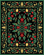 Vibrant Red Floral Botanical Medallion Rug