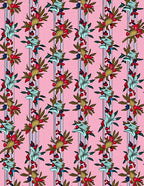 Pink Striped Floral Bouquet Rug