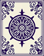 Deep Violet Wheel Floral Corner Rug