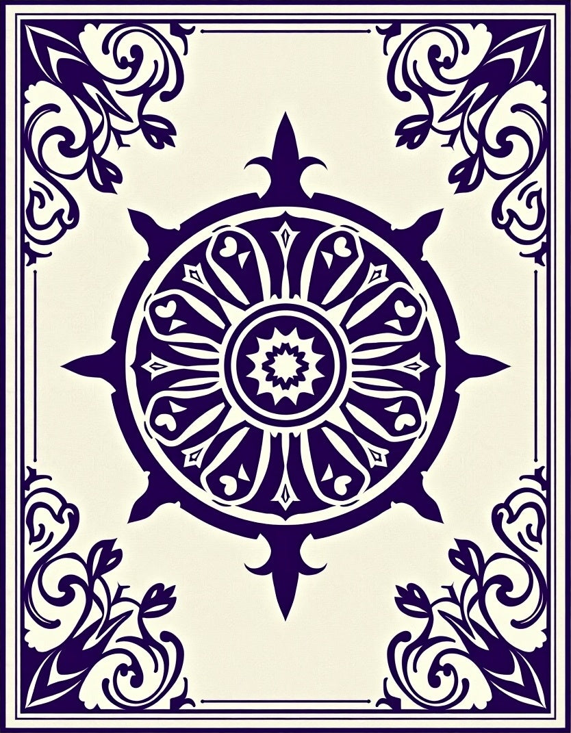 Deep Violet Wheel Floral Corner Rug