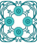 Teal Floral Art Nouveau Frame Rug