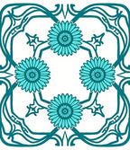 Teal Floral Art Nouveau Frame Rug