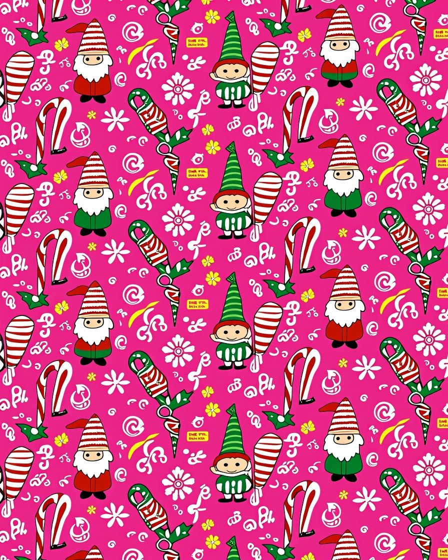 Pink Christmas Gnomes Candy Canes Rug