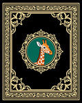 Elegant Giraffe Portrait Black Emerald Border Rug