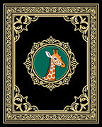 Elegant Giraffe Portrait Black Emerald Border Rug
