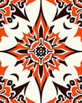 Vibrant Orange Floral Starburst Rug