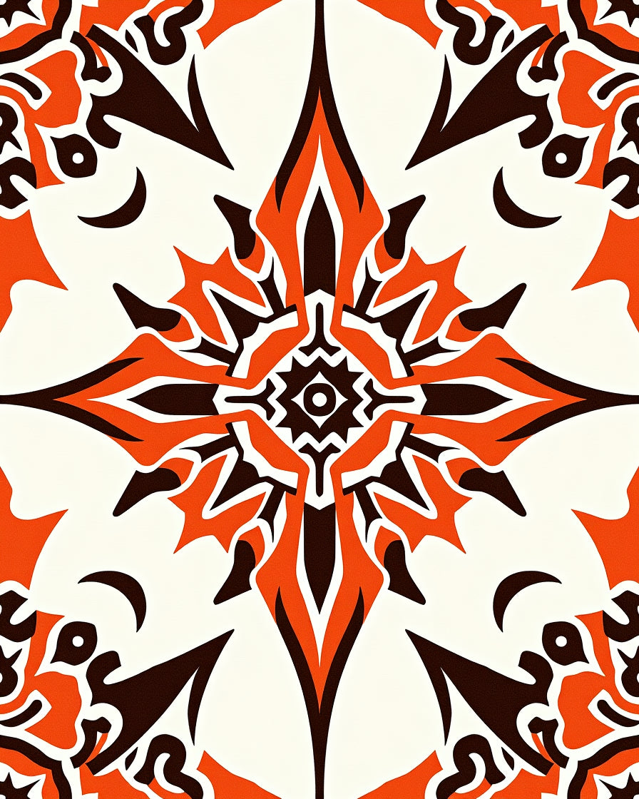 Vibrant Orange Floral Starburst Rug