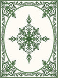 Emerald green botanical medallion framed Rug