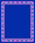 Vibrant Pink Blue Floral Border Rug