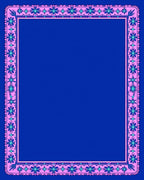 Vibrant Pink Blue Floral Border Rug