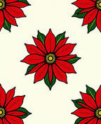 Vibrant Red Poinsettia Border Rug