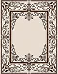 Elegant Brown Floral Scrollwork Frame Rug