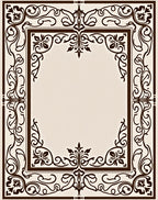 Elegant Brown Floral Scrollwork Frame Rug