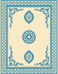 Blue Medallion Cream Border Rug