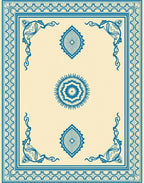 Blue Medallion Cream Border Rug