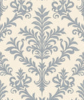 Pale Blue Damask Floral Crest Rug